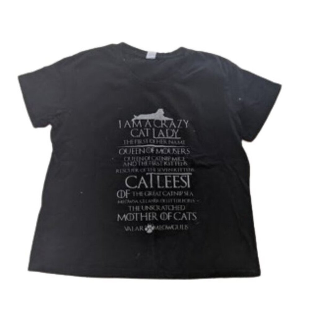 -Black Cat Lady Cat Lover's T-Shirt XLL FitsSize Large or XL